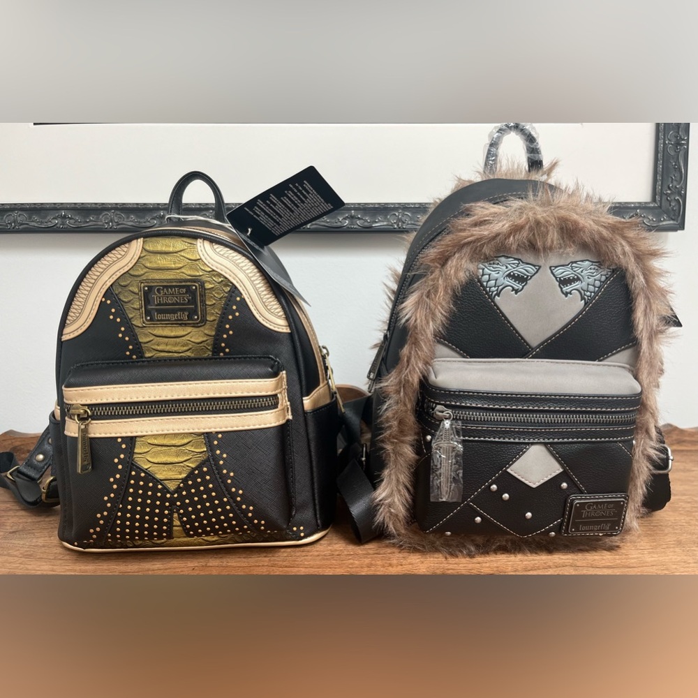 NWT PAIR OF EXCLUSIVE LOUNGEFLY GAME OF THRONES BACKPACKS: CERSEI & JON SNOW